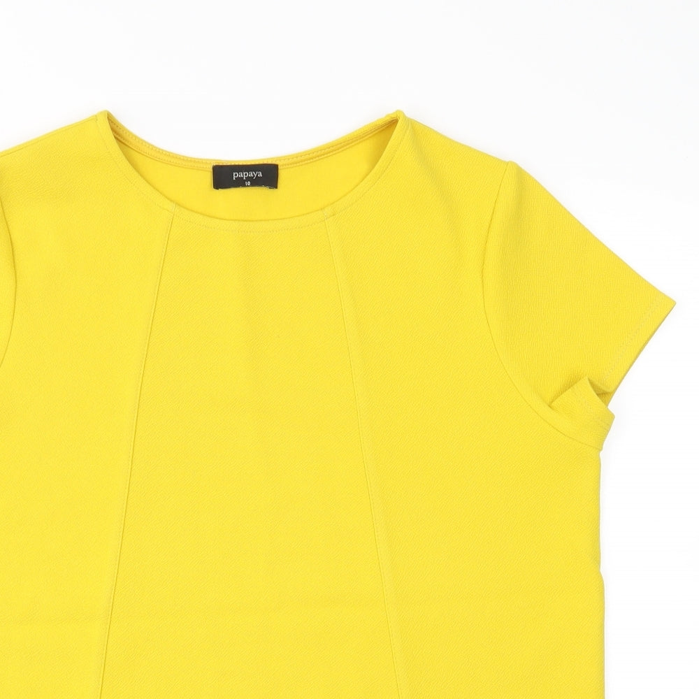Papaya Womens Yellow   Basic Blouse Size 10