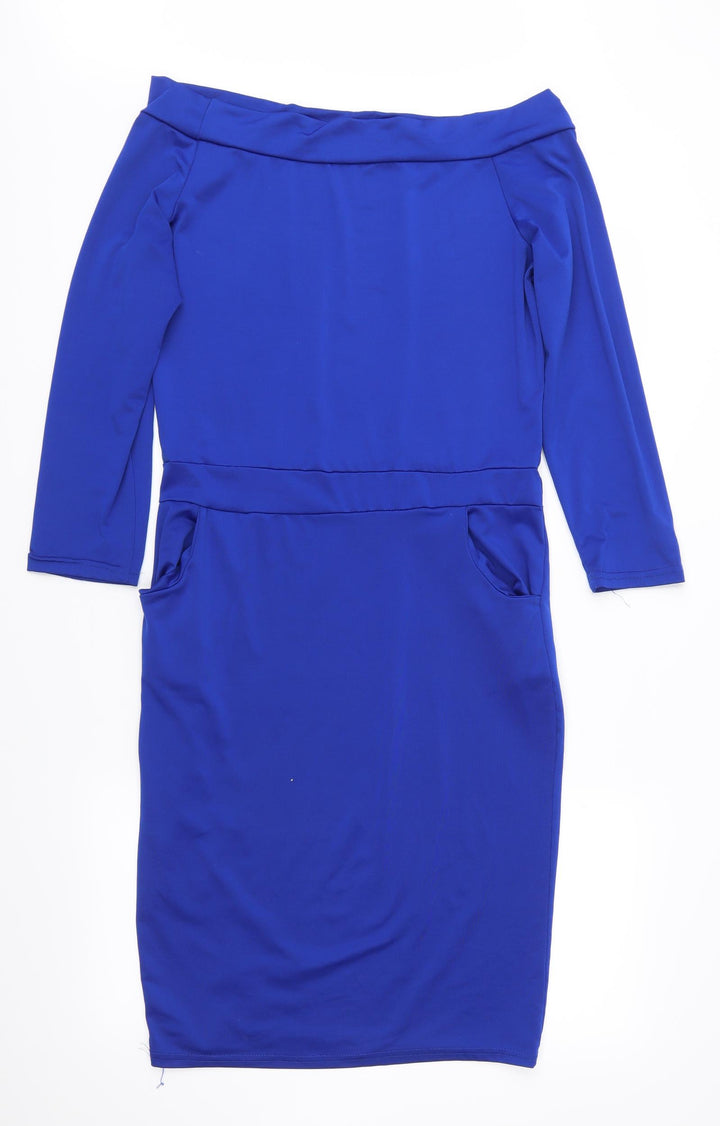 Preworn Womens Blue  Jersey Sheath  Size XL