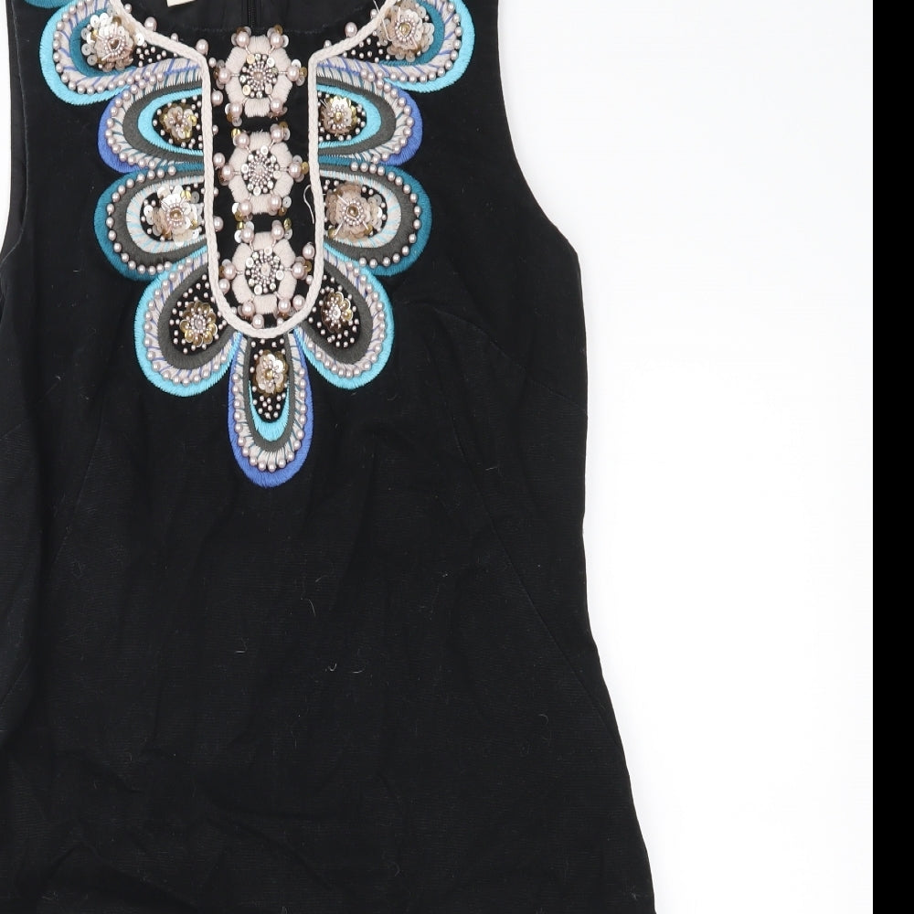 Monsoon Womens Black Geometric  Shift  Size 12