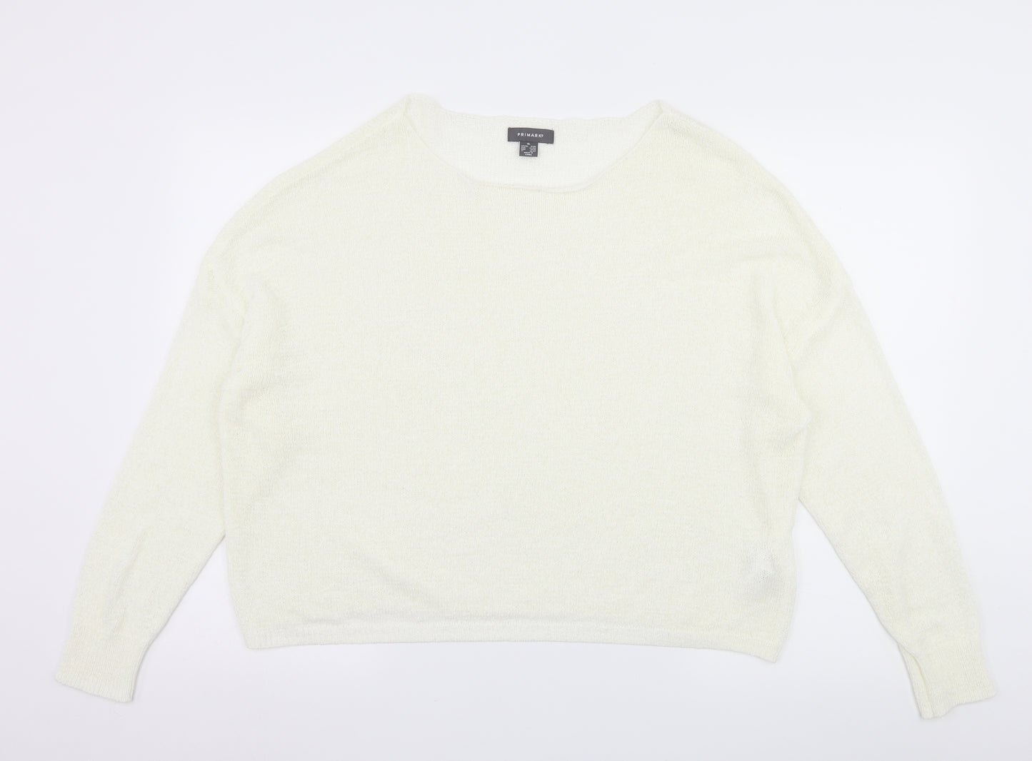 Primark Womens White  Knit Pullover Jumper Size 18