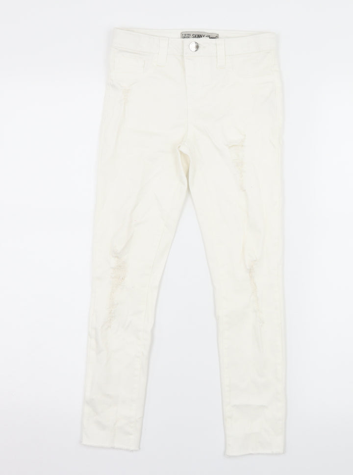 Denim & Co. Girls White  Denim Skinny Jeans Size 7-8 Years - Distressed