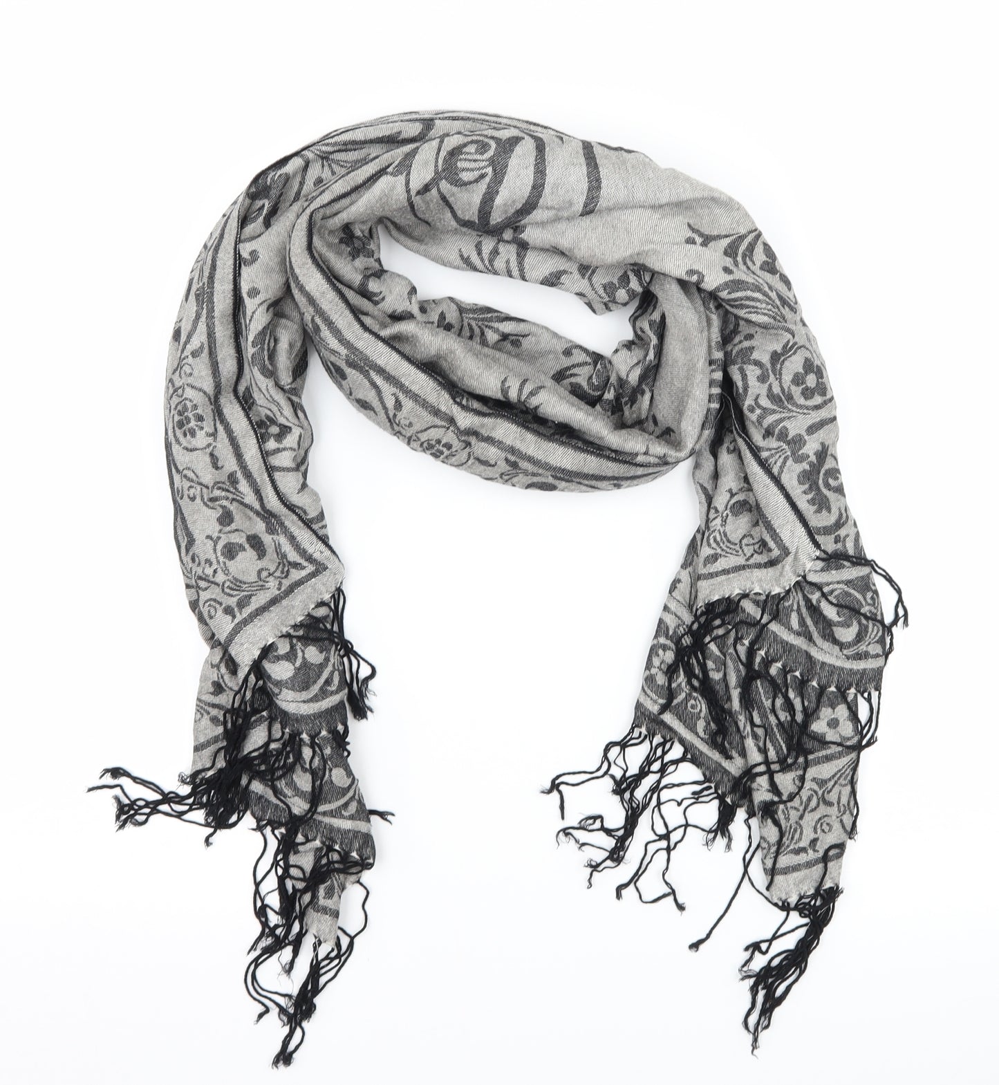 Preworn Womens Grey Geometric   Scarf