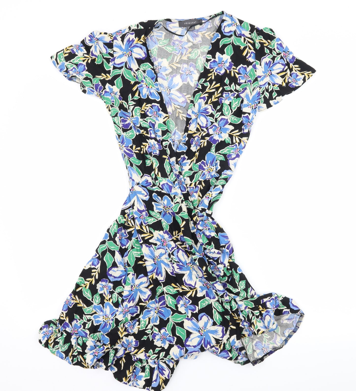 Primark Womens Black Floral  Wrap Dress  Size 10