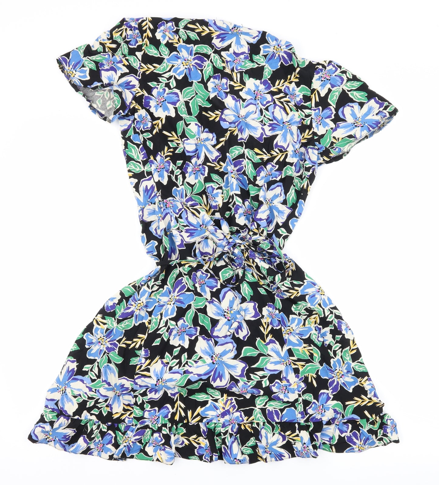 Primark Womens Black Floral  Wrap Dress  Size 10