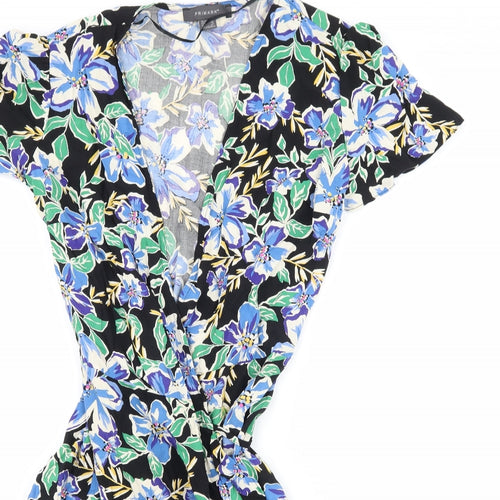 Primark Womens Black Floral  Wrap Dress  Size 10