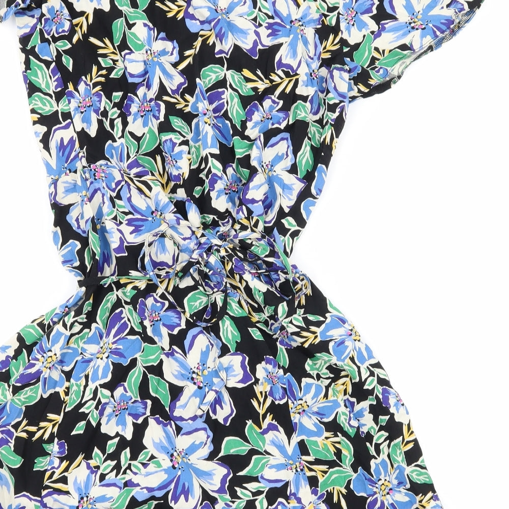 Primark Womens Black Floral  Wrap Dress  Size 10