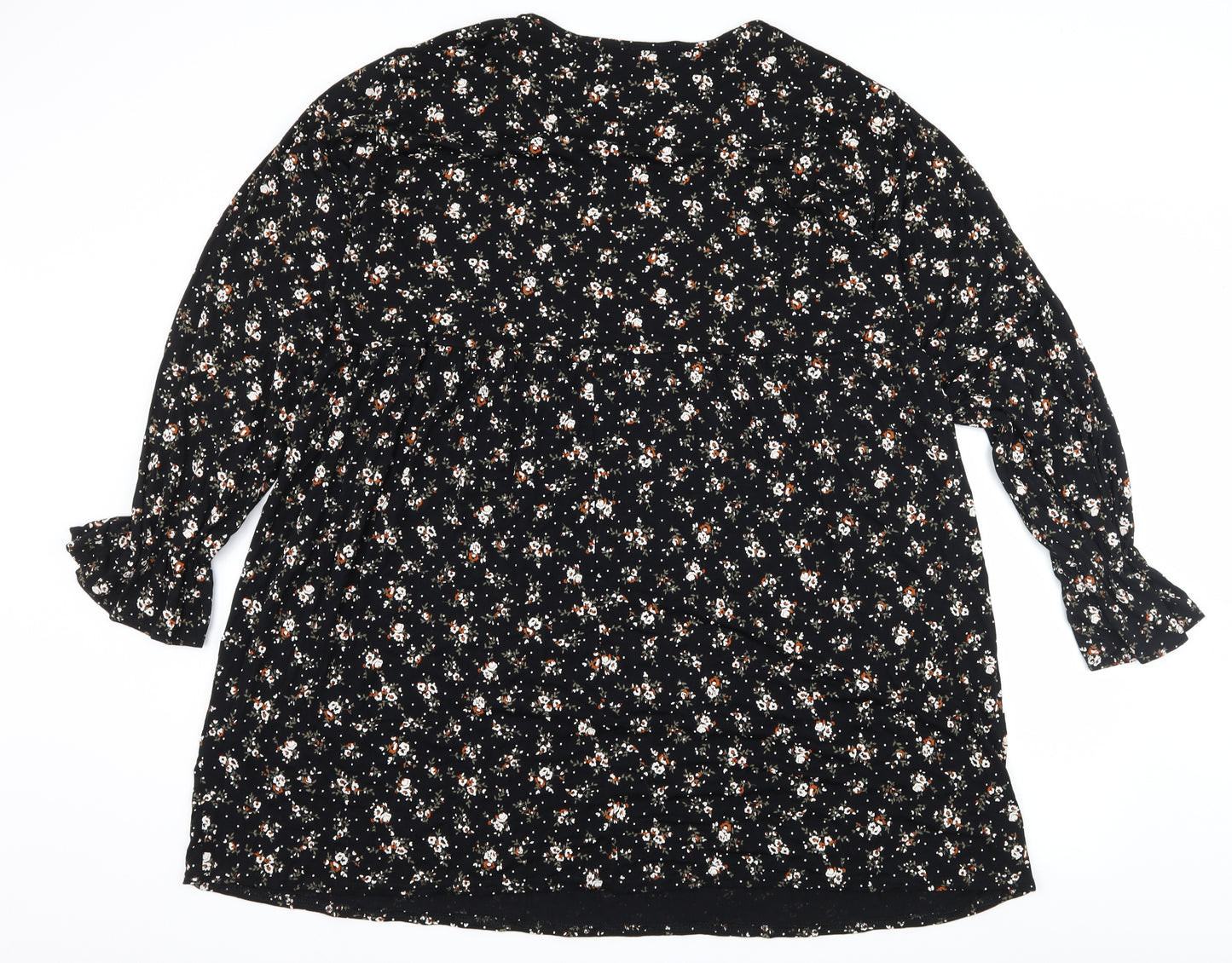 Boohoo Womens Black Floral Jersey A-Line  Size 20
