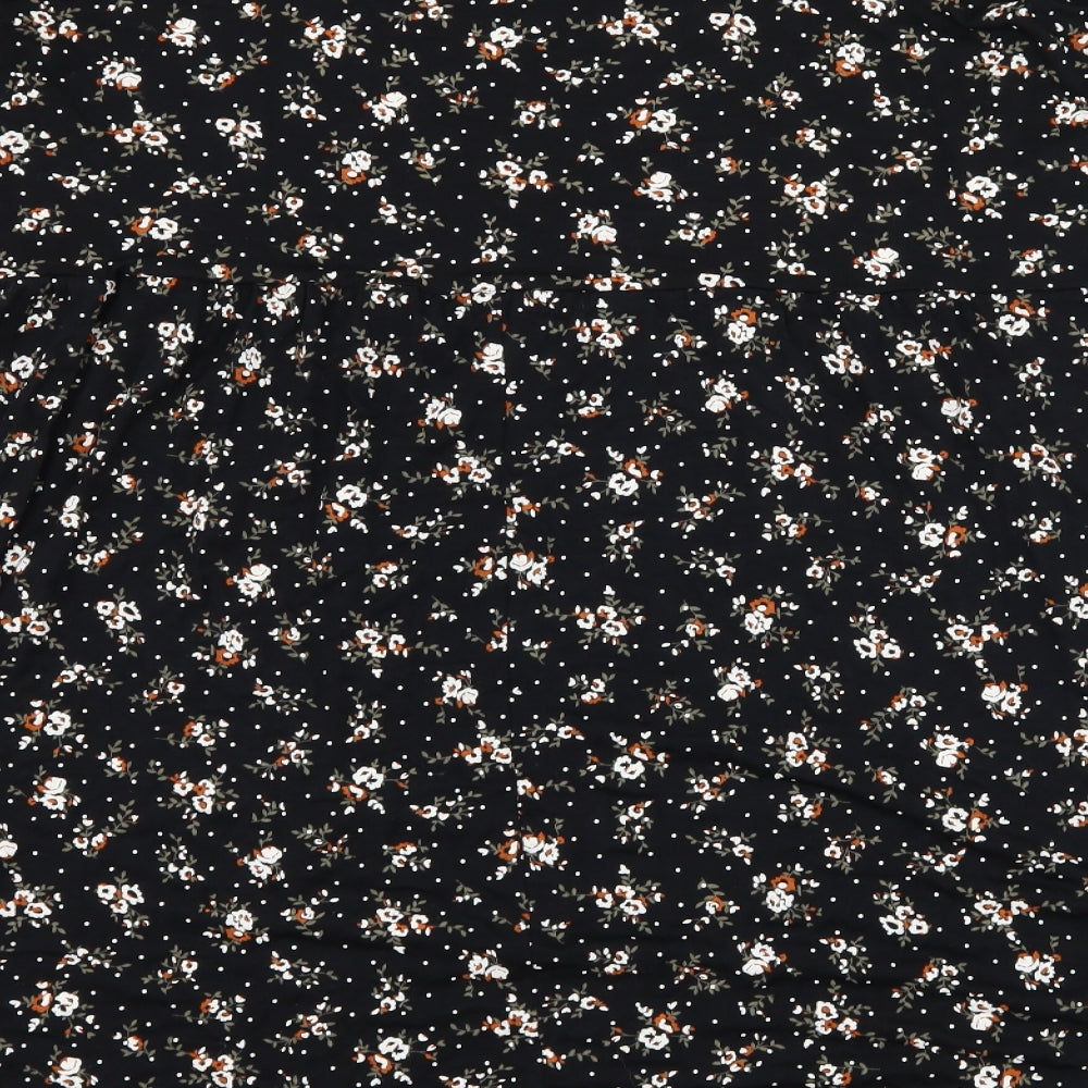 Boohoo Womens Black Floral Jersey A-Line  Size 20