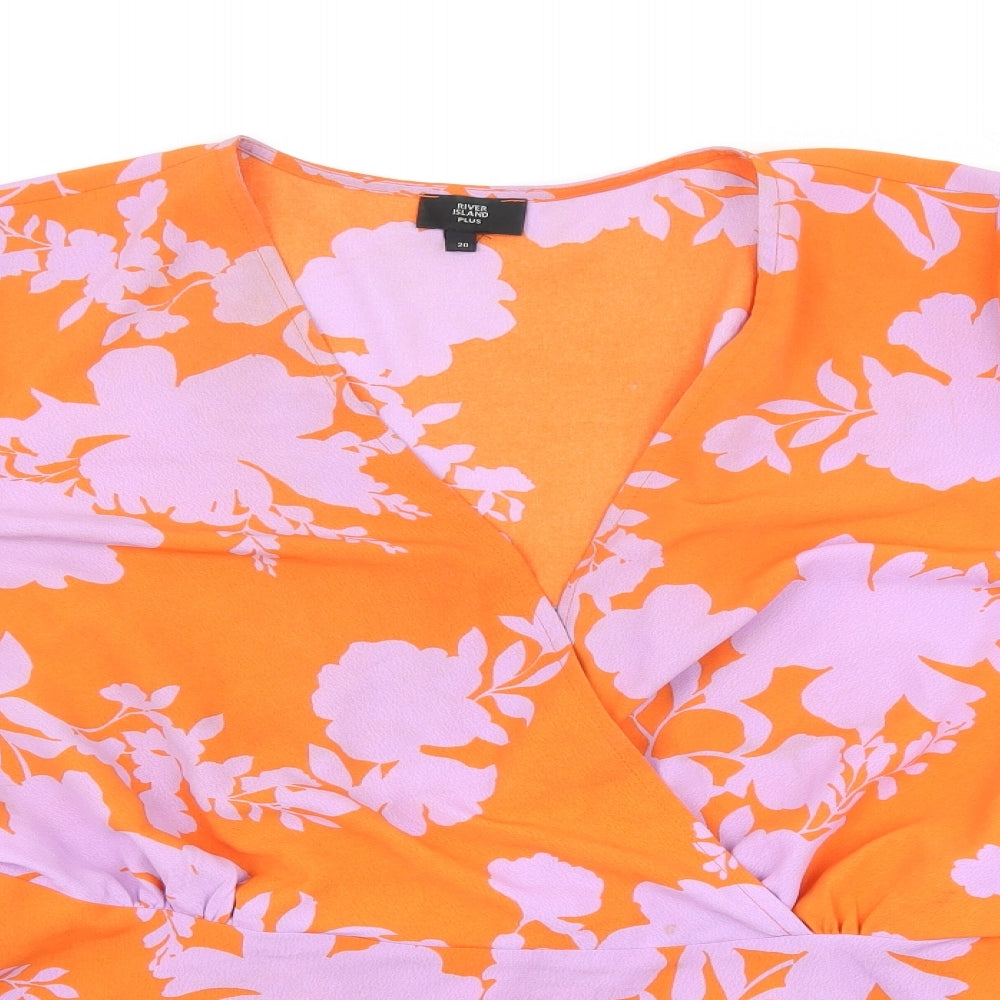 River Island Womens Orange Floral  Basic Blouse Size 20