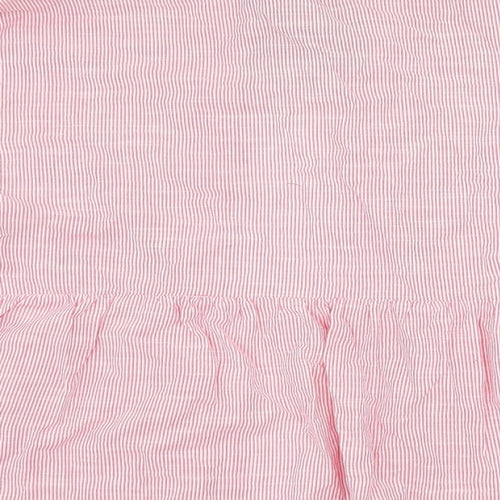 Simply Be Womens Pink Striped  Basic Blouse Size 24  - Pom Poms
