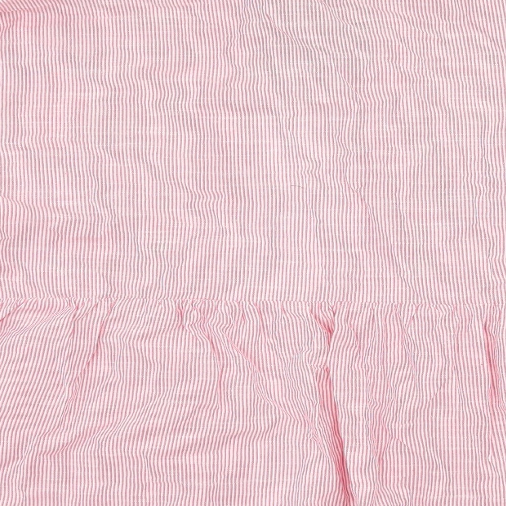 Simply Be Womens Pink Striped  Basic Blouse Size 24  - Pom Poms