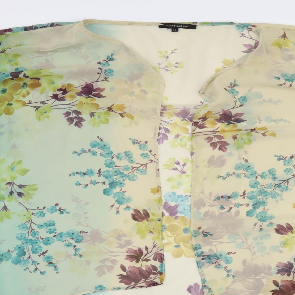 River Island Womens Multicoloured Floral Chiffon Kimono Blouse Size 16