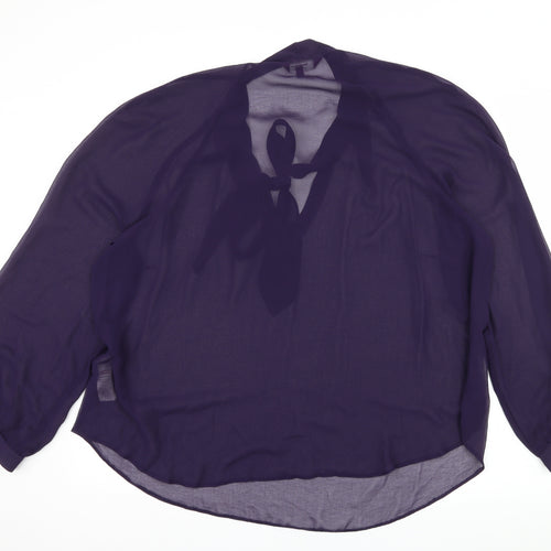 New Look Womens Purple  Chiffon Basic Blouse Size 24  - Pussy Bow Sheer