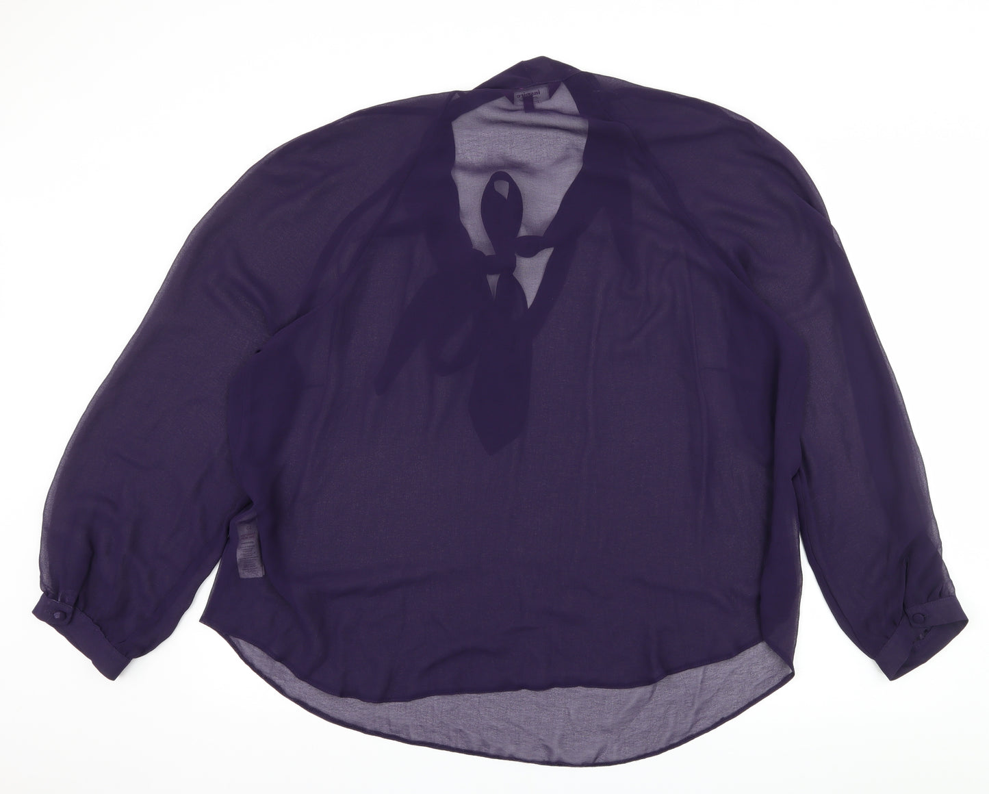 New Look Womens Purple  Chiffon Basic Blouse Size 24  - Pussy Bow Sheer