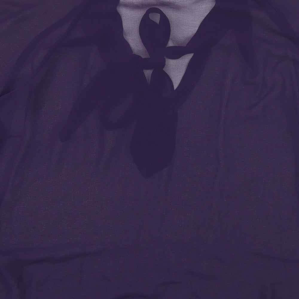 New Look Womens Purple  Chiffon Basic Blouse Size 24  - Pussy Bow Sheer