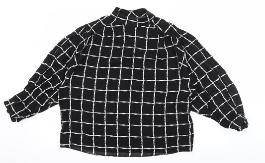 Front view of Primark women’s black check basic blouse, size UK 12