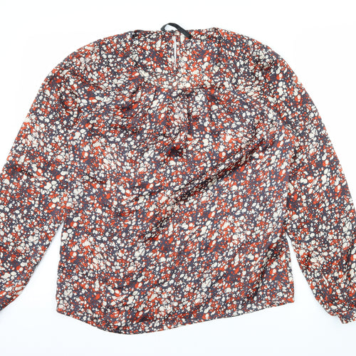 One Two Womens Multicoloured Geometric Satin Basic Blouse Size 8