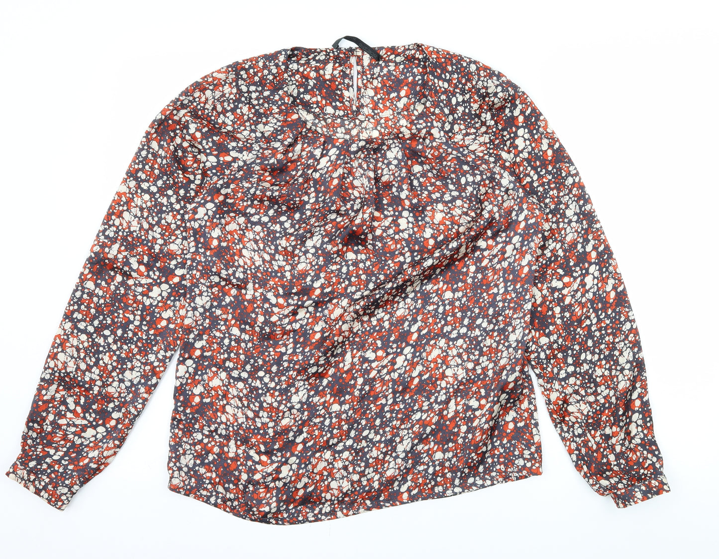 One Two Womens Multicoloured Geometric Satin Basic Blouse Size 8