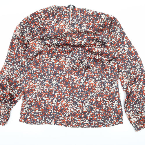 One Two Womens Multicoloured Geometric Satin Basic Blouse Size 8