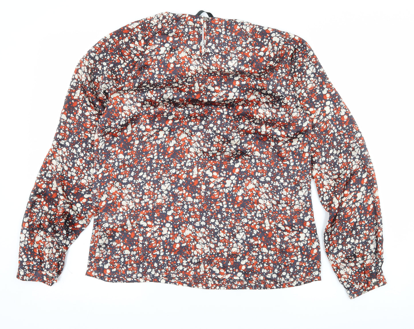 One Two Womens Multicoloured Geometric Satin Basic Blouse Size 8