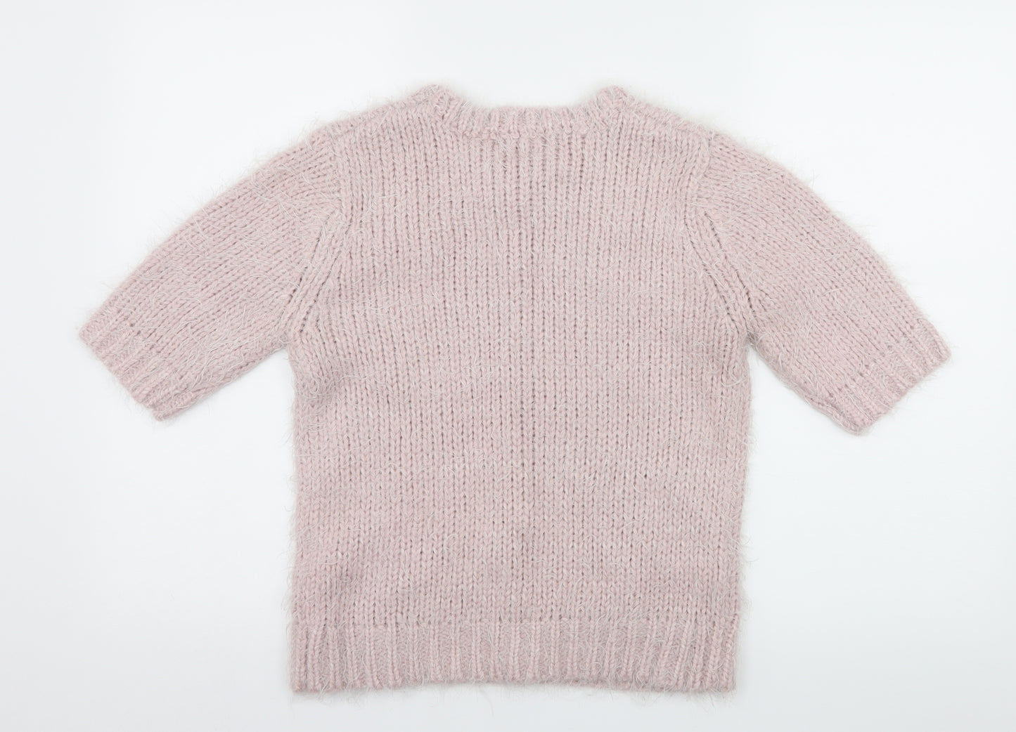 New Look Womens Pink  Knit Pullover Jumper Size 10  - Embelished Neckline