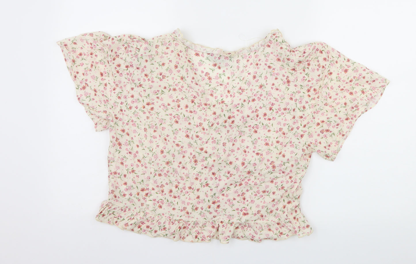 New Look Womens White Floral  Basic Blouse Size 14