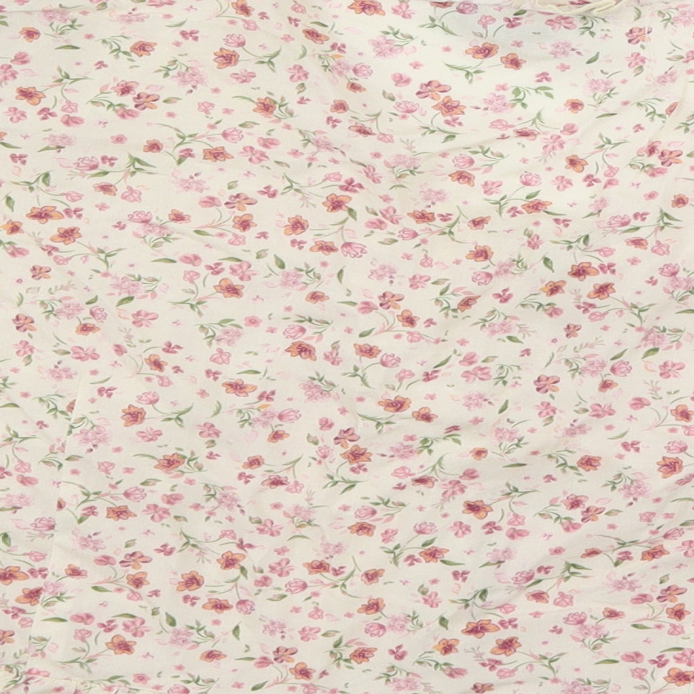 New Look Womens White Floral  Basic Blouse Size 14