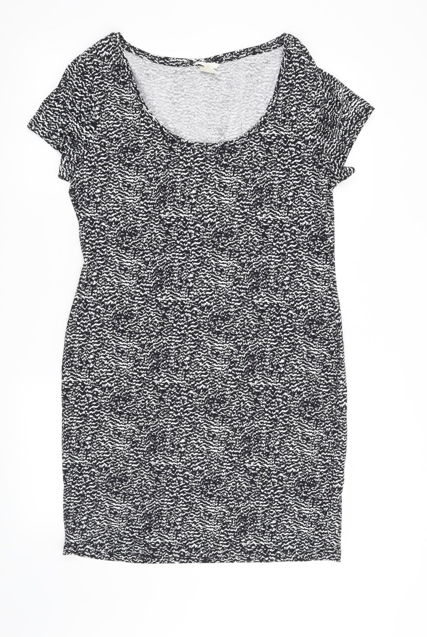 H&M Womens Black Geometric  T-Shirt Dress  Size L