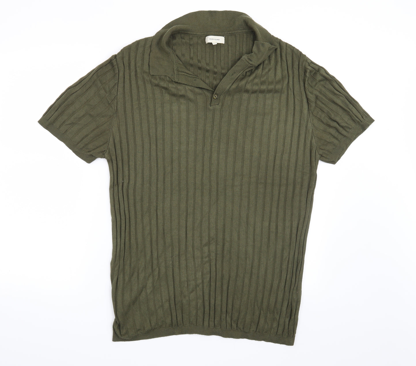 River Island Mens Green Striped  Pullover Jumper Size 2XL