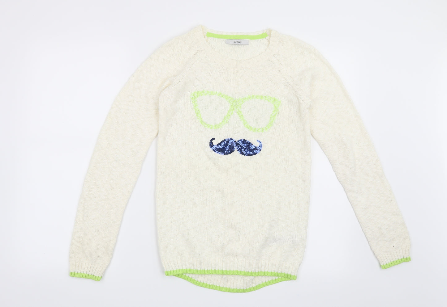 George Girls Beige   Pullover Jumper Size 12-13 Years  - Face