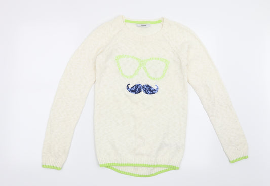 George Girls Beige   Pullover Jumper Size 12-13 Years  - Face