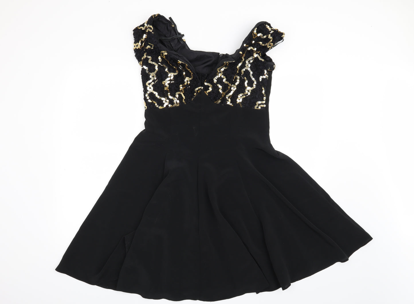 Dorothy Perkins Womens Black Geometric  Fit & Flare  Size 16