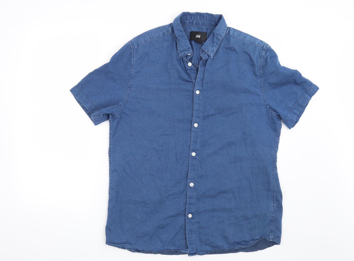 H&M Mens Blue    Button-Up Size L