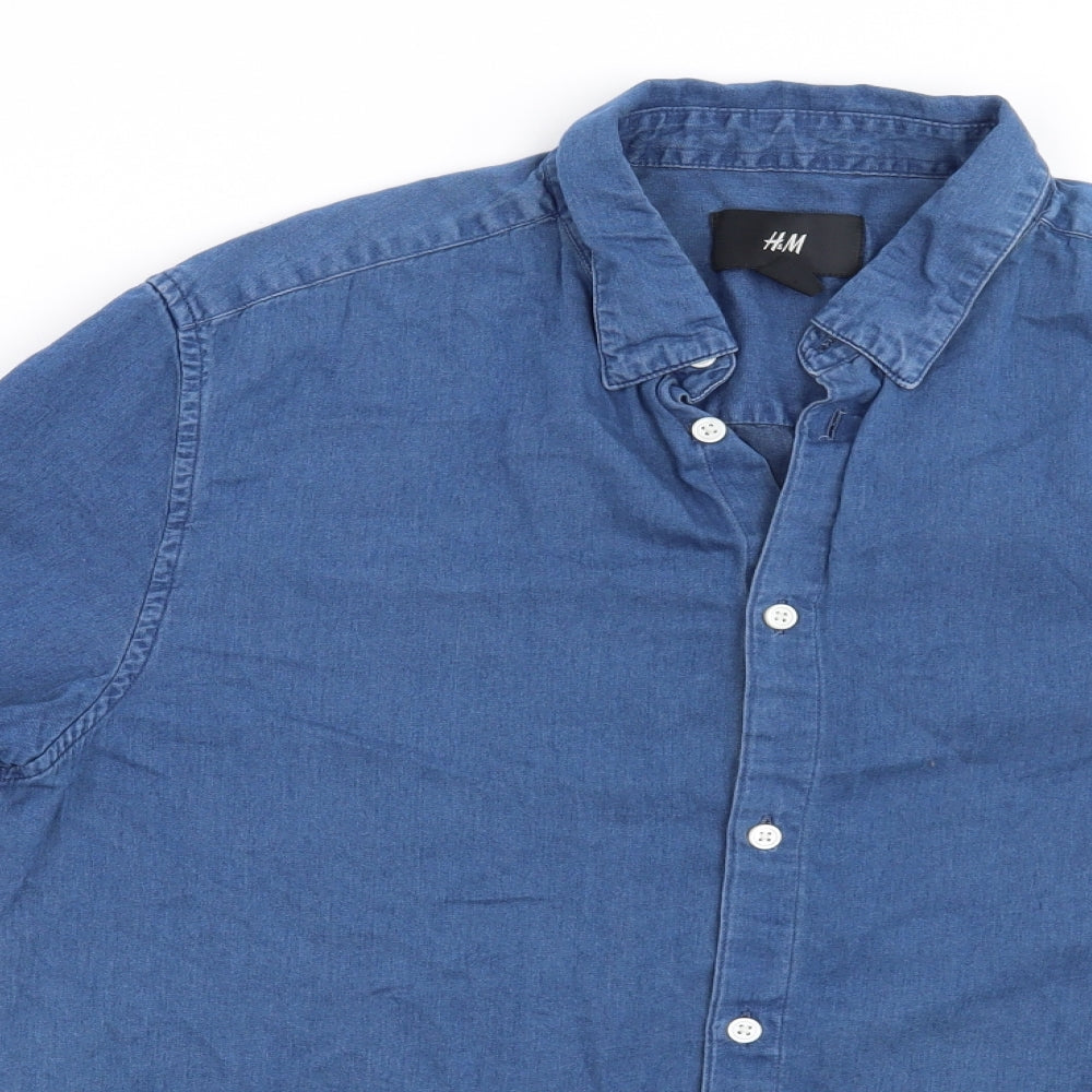 H&M Mens Blue    Button-Up Size L