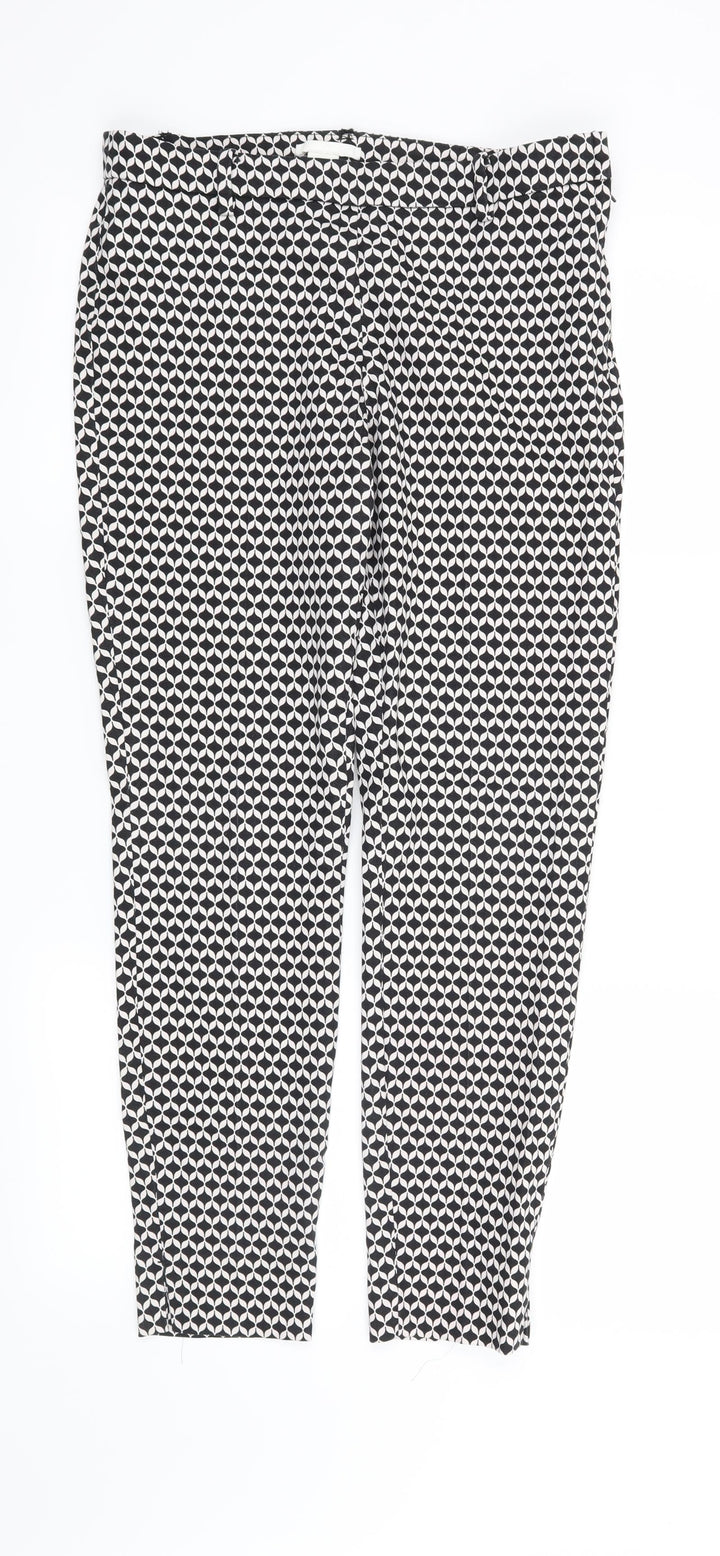 H&M Womens Black Geometric Trousers Size 10 L26 in