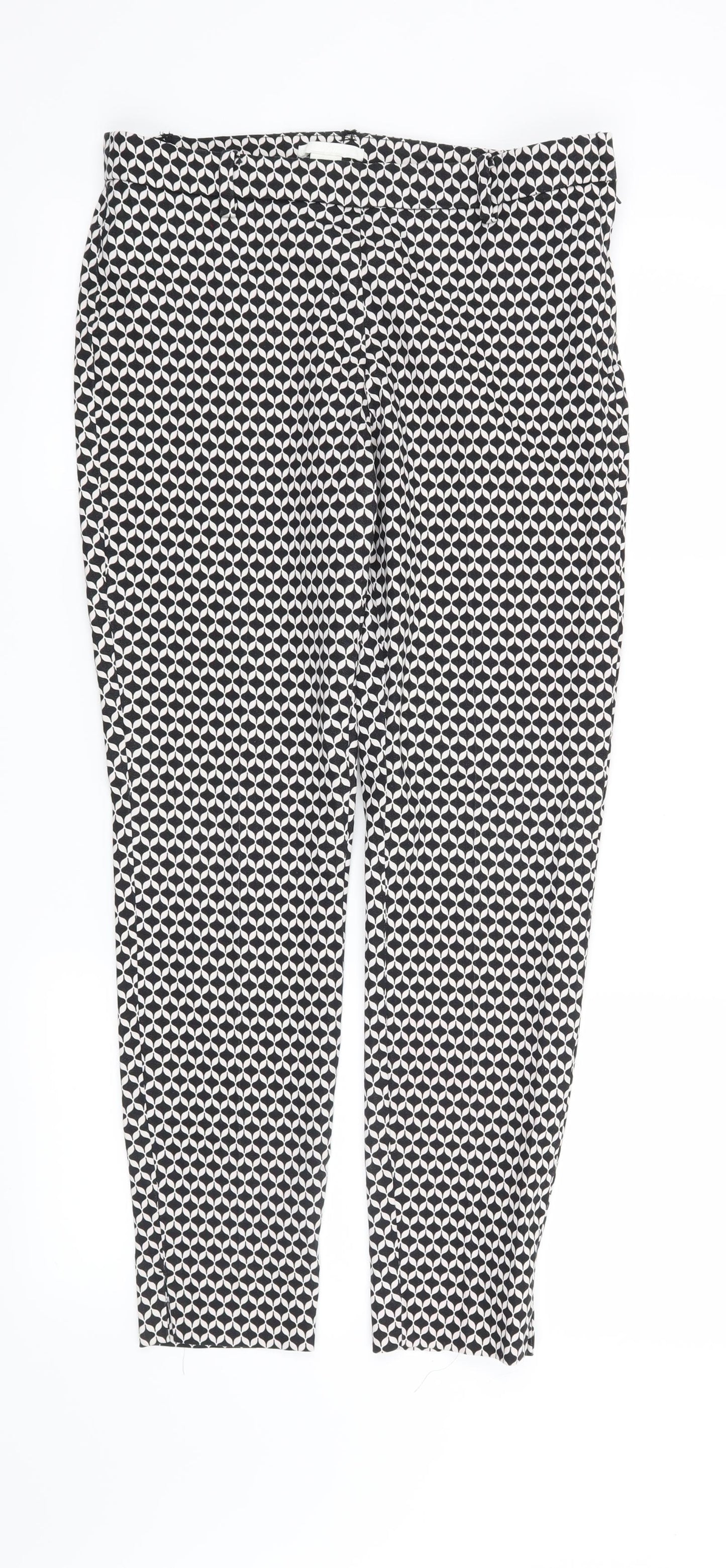 H&M Womens Black Geometric  Trousers  Size 10 L26 in
