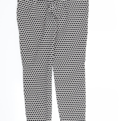 H&M Womens Black Geometric  Trousers  Size 10 L26 in