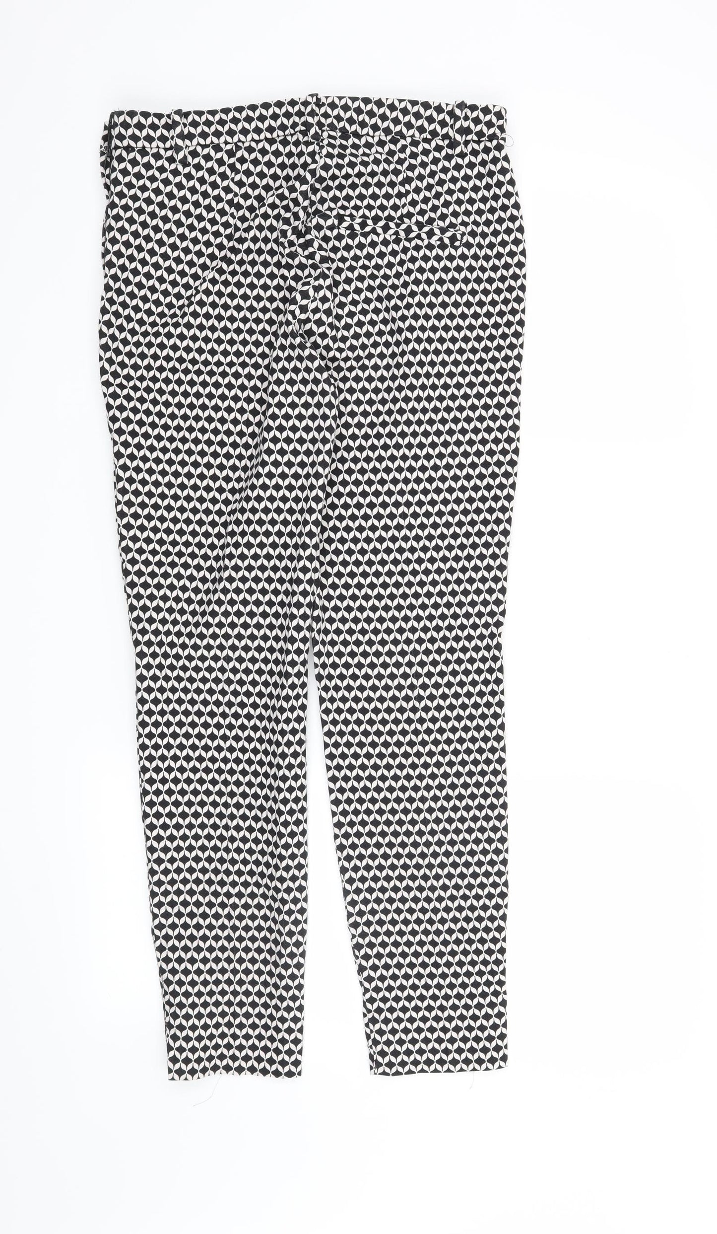 H&M Womens Black Geometric  Trousers  Size 10 L26 in