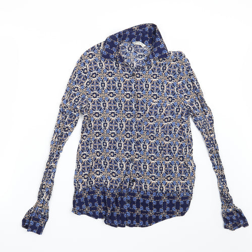 Brave Soul Womens Blue Paisley  Basic Button-Up Size S