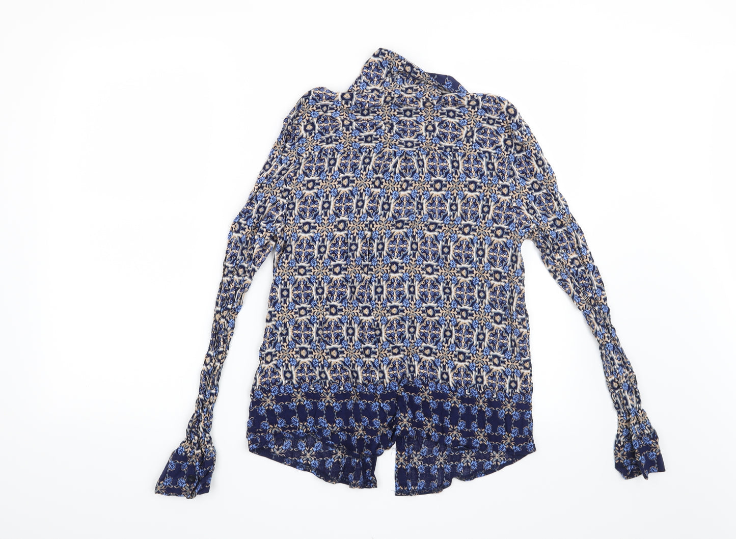 Brave Soul Womens Blue Paisley  Basic Button-Up Size S