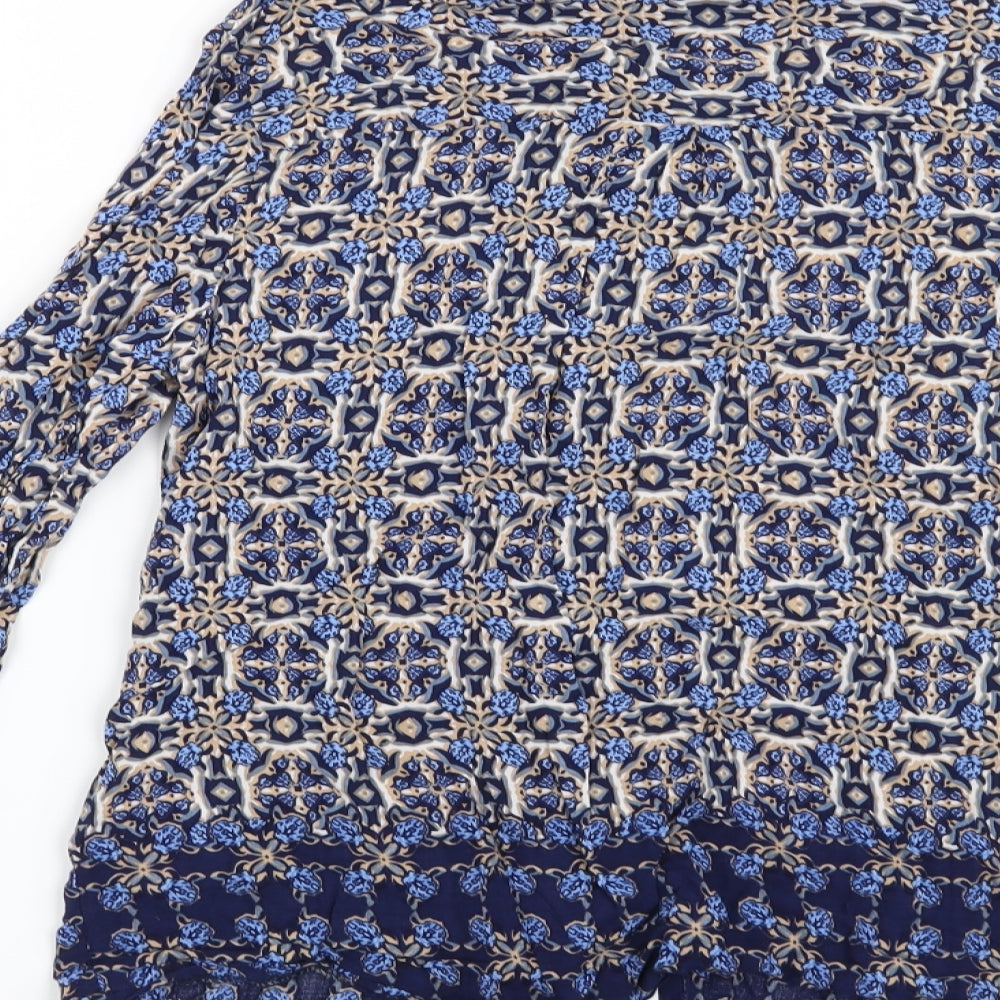 Brave Soul Womens Blue Paisley  Basic Button-Up Size S