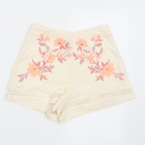 H&M Womens Beige Floral  Hot Pants Shorts Size 10