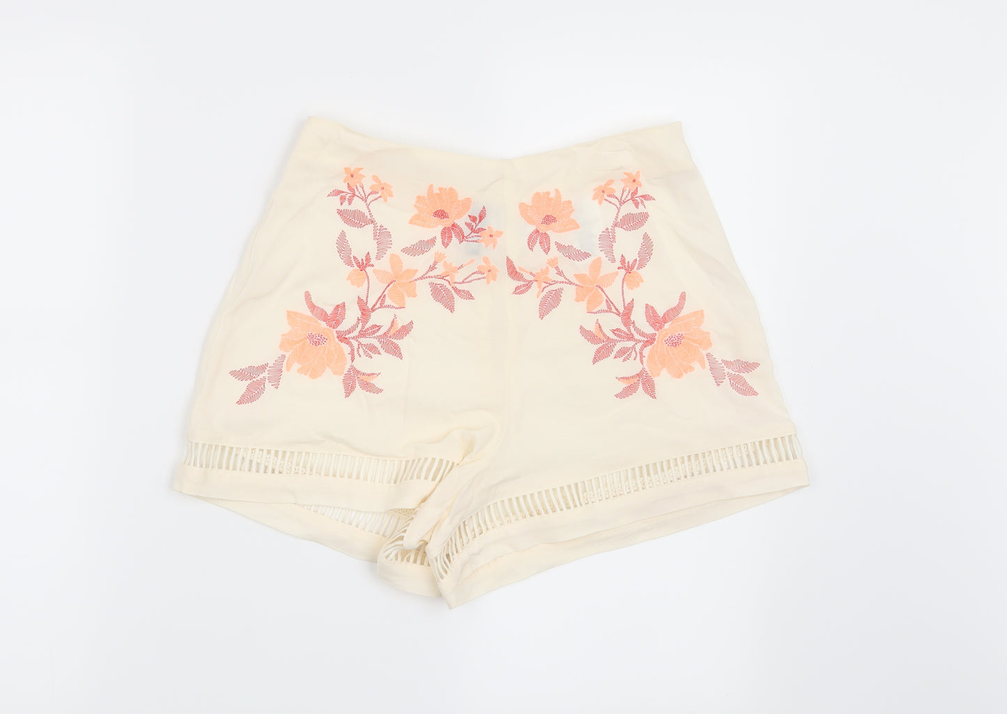 H&M Womens Beige Floral  Hot Pants Shorts Size 10