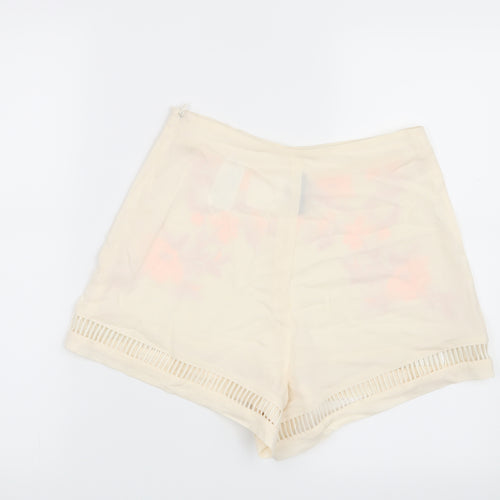 H&M Womens Beige Floral  Hot Pants Shorts Size 10