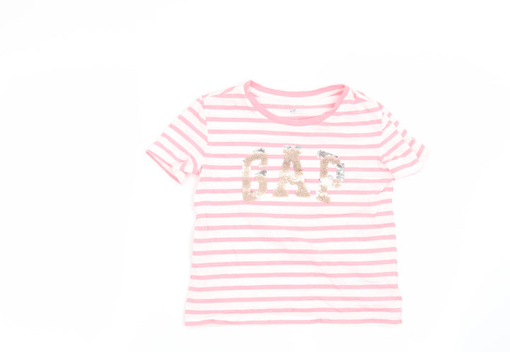 Gap Girls Pink Striped Basic T-Shirt Size S