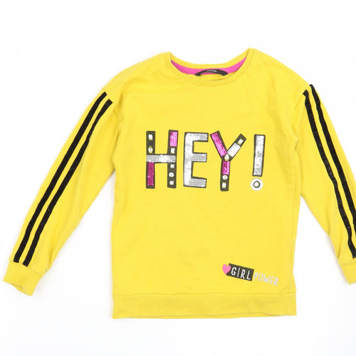 George Girls Yellow   Pullover Sweatshirt Size 6-7 Years  - Hey! Girl Power