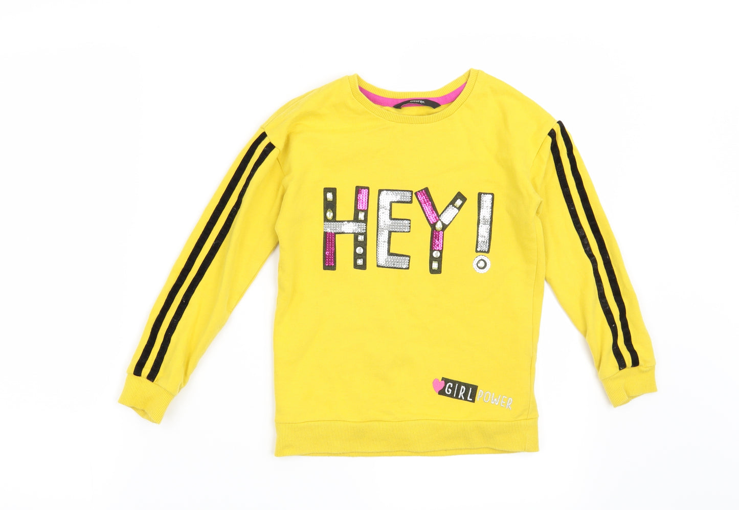 George Girls Yellow   Pullover Sweatshirt Size 6-7 Years  - Hey! Girl Power