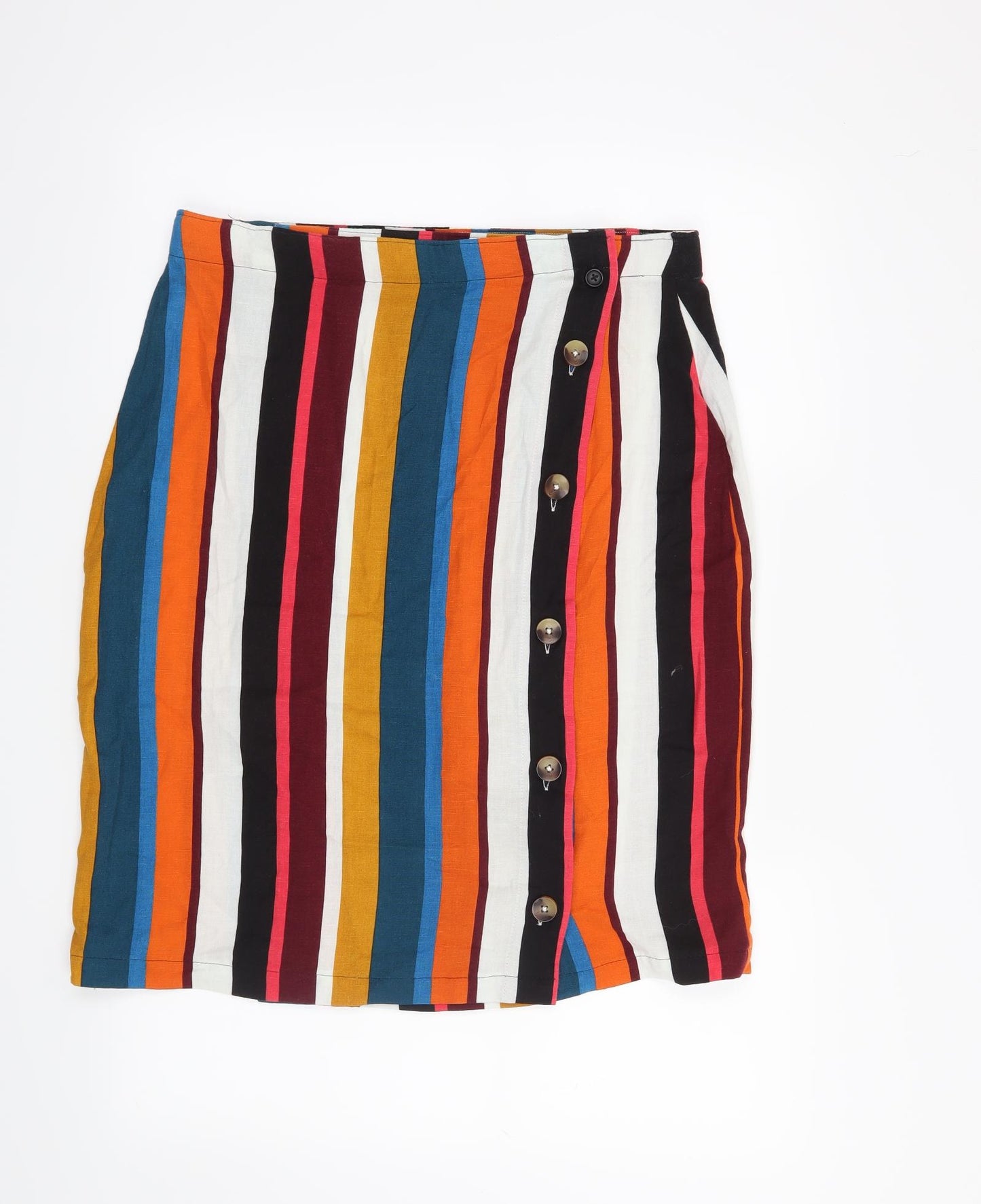 Preworn Womens Blue Striped  Straight & Pencil Skirt Size 34 in