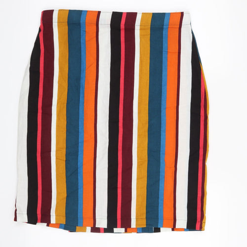 Preworn Womens Blue Striped  Straight & Pencil Skirt Size 34 in