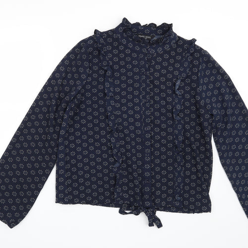 Brave Soul Womens Blue Geometric  Basic Blouse Size L